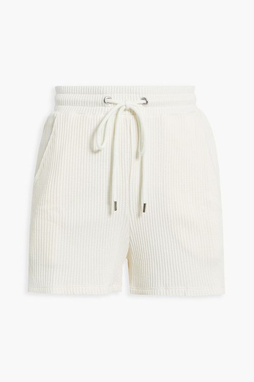 Waffle-knit cotton-blend shorts - White - M