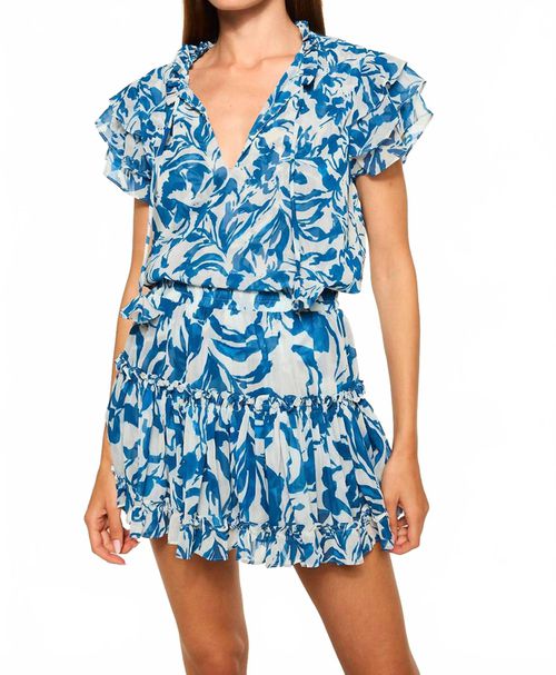 Marion Mini Skirt In Blue Watercolor Mix