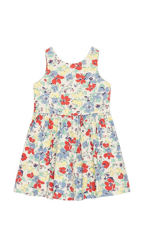 Polo Ralph Lauren Sleeveless Poplin Floral Printed Flare Dress in Ivory. - 2 also