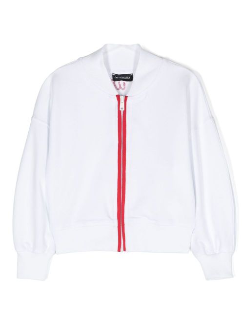 Logo-print sequinned bomber jacket - White