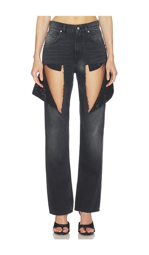 AREA Hotfix Thigh Slash Jean in Black. 29. Also