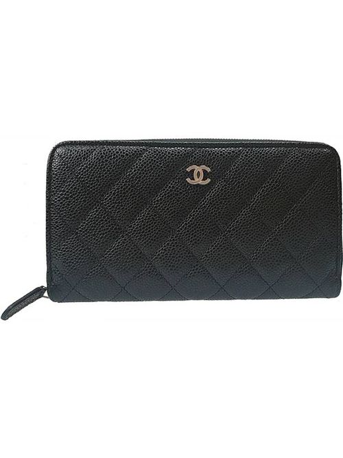 Chanel Black Bordeaux Grained Calfskin Long Wallet Bi-Fold Pre-Owned