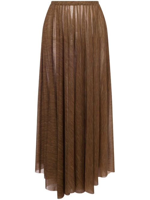 Gathered-detail high-waisted skirt - Brown
