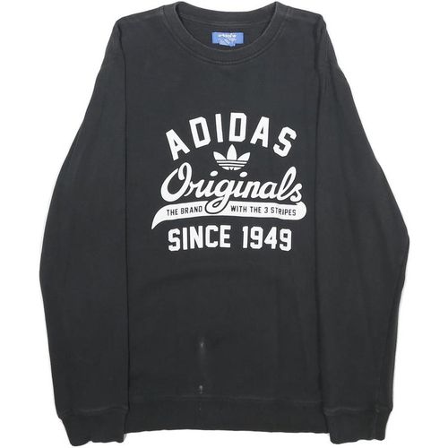 ADIDAS Mens Black Originals Crew Neck S Cotton Logo Sweatshirt Casua