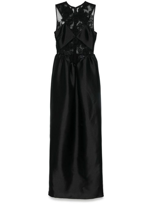 Lace-trim taffeta maxi dress - Black
