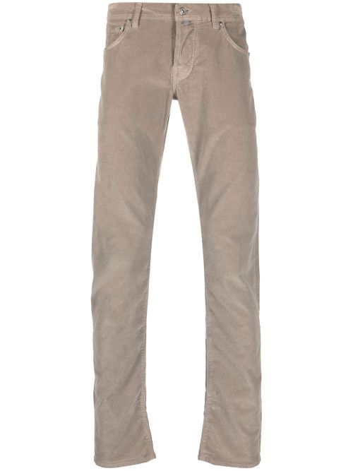 Corduroy slim-fit trousers - Brown