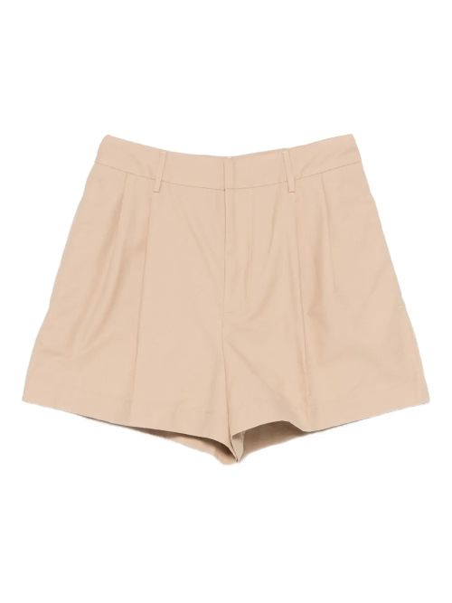 Pleated Shorts — Beige