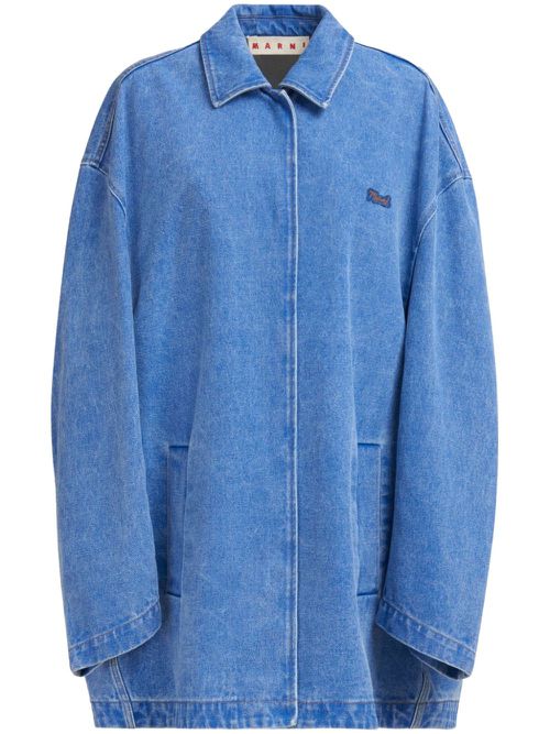 Logo-appliqué denim jacket - Blue