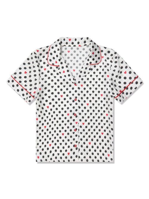 Polka-dot print silk pajamas - White
