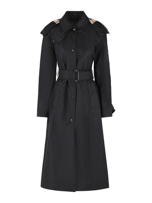 Long Car Coat With Black Nylon Hood
