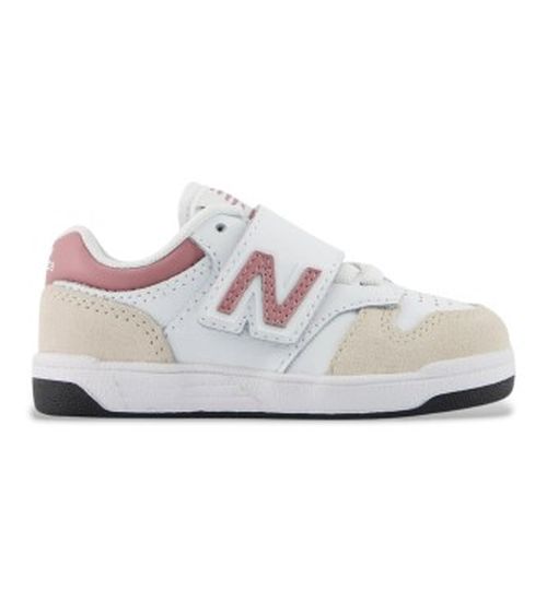 New Balance unisex pour enfant. IB480V1_KL Trainers B480 Hook & Loop white 25.5 W, Blanc, Plat, Lacets, Velcro, Casuel, mode enfantine
