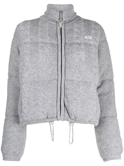 Cable-knit zip-up bomber jacket - Grey