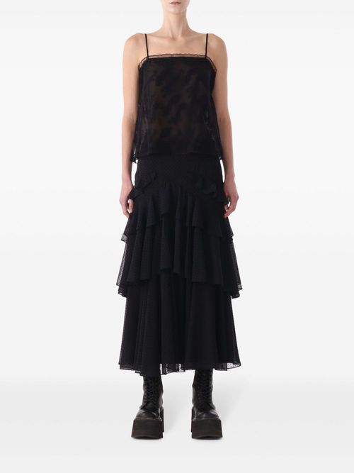 Lace-appliqué top - Black