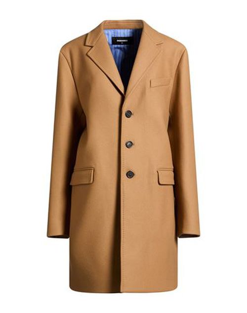 Woman Coat Camel Size 2 Virgin Wool, Polyamide, Elastane