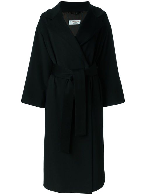 Flared longsleeved mid-length coat - Black