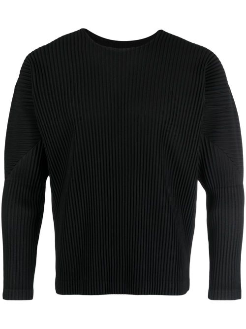 Plissé long-sleeve T-shirt - Black