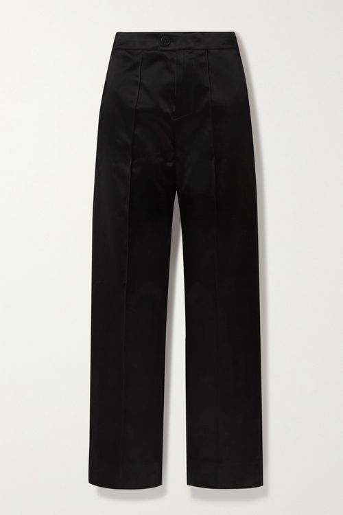 Duchesse-satin Straight-leg Pants - Black