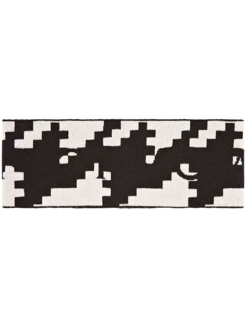 Houndstooth-print logo head band - White
