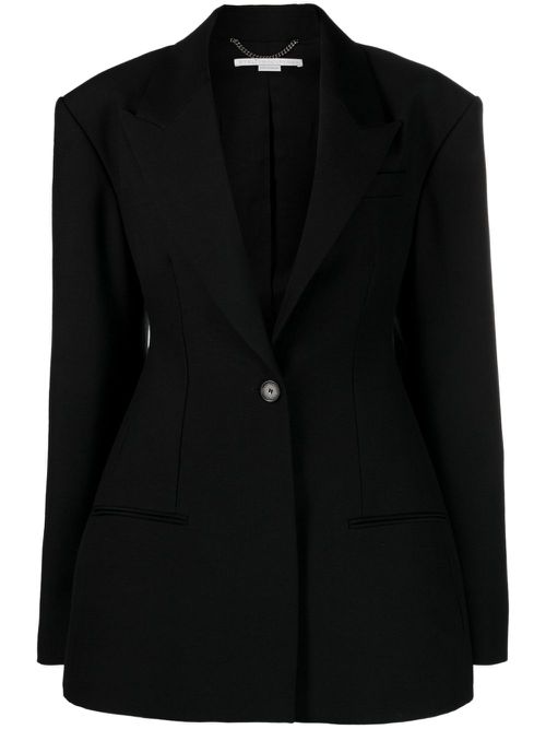 Fitted-waist single-breasted blazer - Black