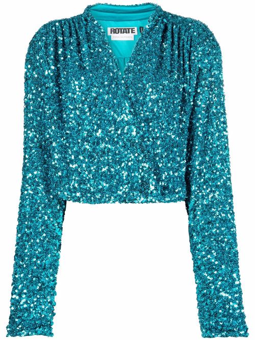 Aurelia sequin-embellished blouse - Blue