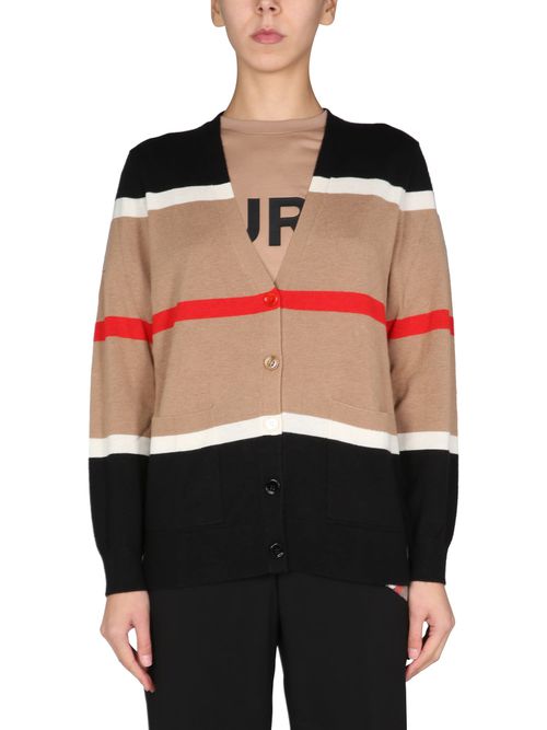 Cashmere And Silk Cardigan With Striped Pattern