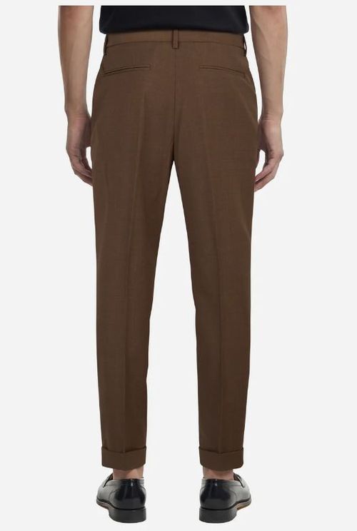 Devore Brown Cotton Pressed Crease Trouser