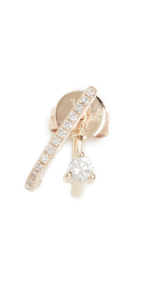 14k Single Prong Set Diamond Illusion Stud Yellow Gold One Size