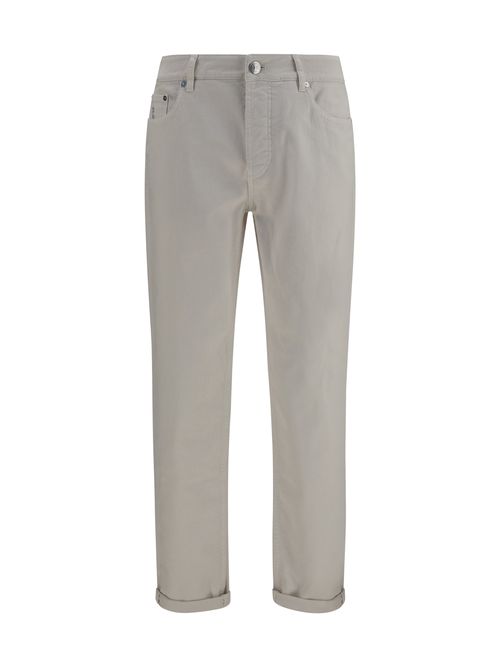 Turn-Up Hem Cotton Jeans — White