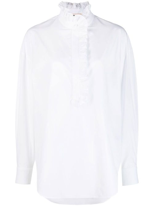 Ruffled cotton shirt - White