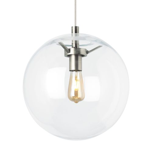 Palona 3000K-2200K LED 14" Pendant Light in Satin Nickel and Clear