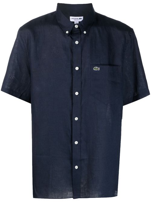 Embroidered logo short-sleeve shirt - Blue