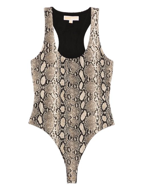 Snakeskin racerback bodysuit - Neutrals
