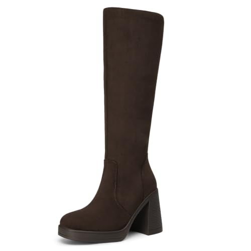 Athlefit Knee High Boots Women Platform Tall Fall Black Boots