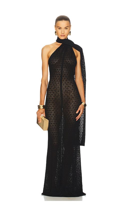 Helsa Robbyn Wrap Gown in Black - Black. L also in
