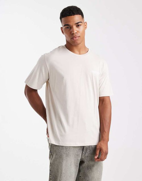 T-shirt with chest logo in cream-White