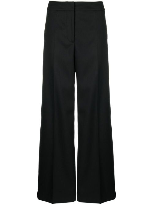 Logo-appliqué wide-leg trousers - Black