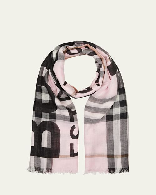 Horseferry-Print Giant Check Wool-Blend Scarf