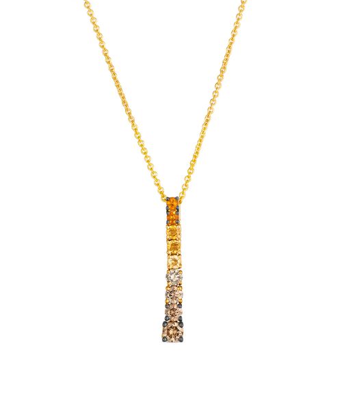 Citrine Ombre (0.13 ct. t.w.) and Chocolate Ombre Diamonds (0.27 ct. t.w.) Necklace in 14K Honey Gold - Yellow Gold