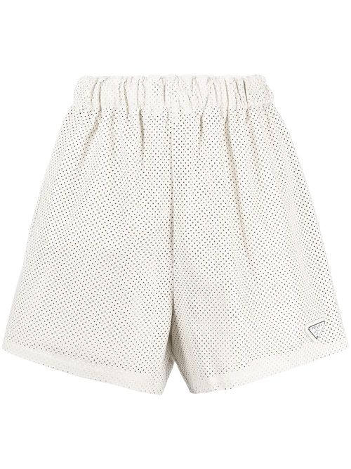 High-waisted logo-plaque shorts - White