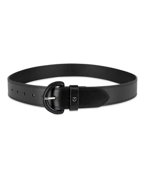 Women's Casual Leather Covered Buckle Belt - Black