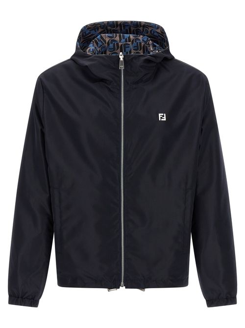 Reversible Polyester Windbreaker Jacket — Black