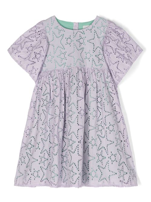 Star-embroidery cotton dress - Purple