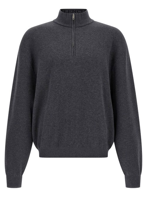 Half-Zip Cotton Knit Sweater — charcoal