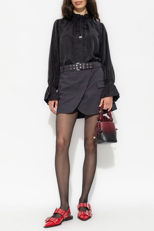 Ruffled Shirt, Women's, Black