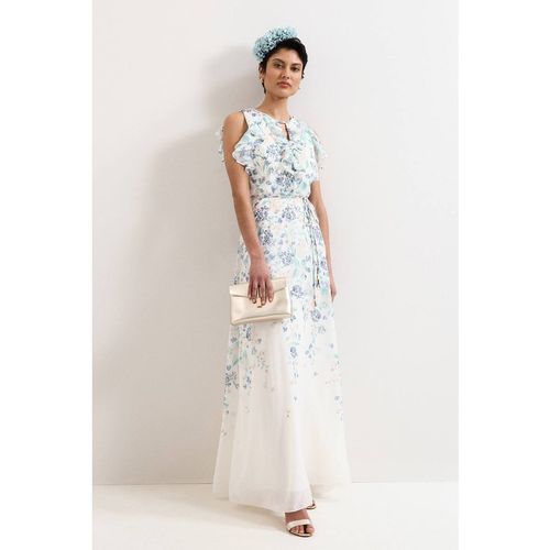 Phase Eight Rachel Floral Ruffle Detail Maxi Dress In Off White