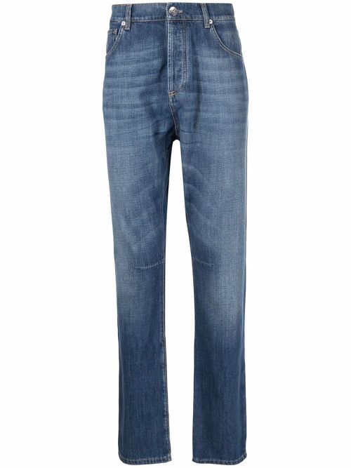 Light-wash straight-leg jeans - Blue