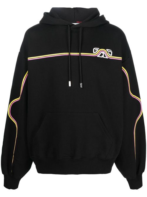 Chest logo-print detail hoodie - Black