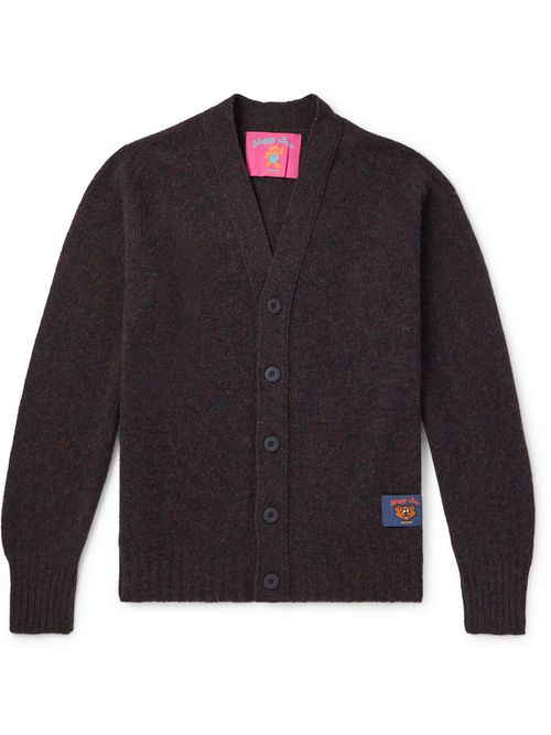Shaggy Bear Logo-Appliquéd Wool Cardigan
