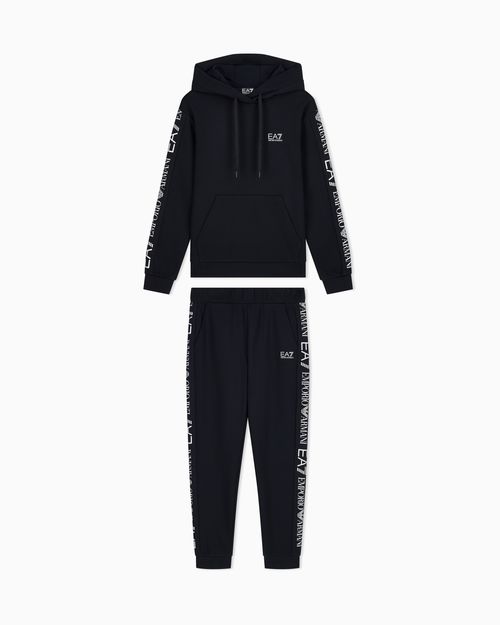 Cotton suit tracksuit with a hood and logo tape Tracksuit