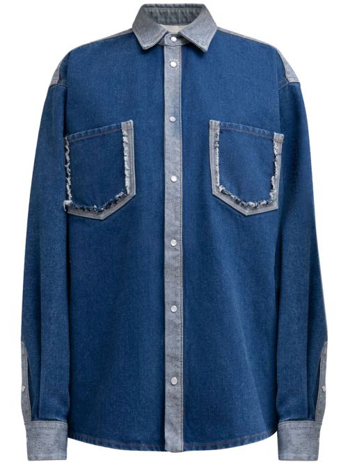 Denim patch cotton shirt - Blue